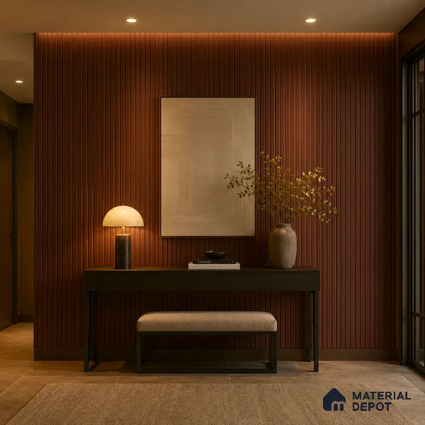 Red Plain Colour Look PN 06241 9.5 ft x 4.7 inch Charcoal Panel - 12 mm | Suitable for Feature Wall, TV Unit & Living Room | Width is Subjected to 5% Variation