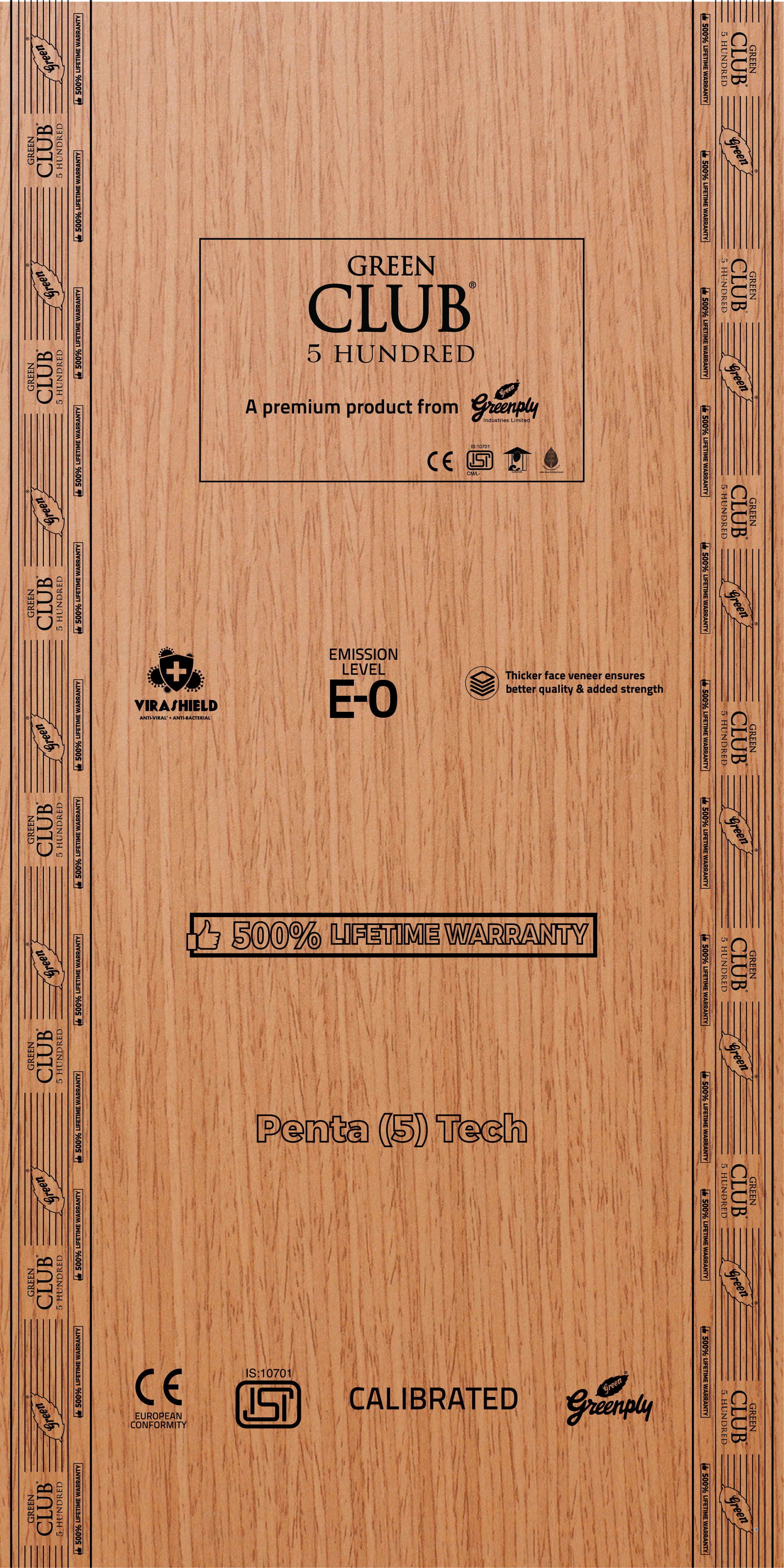 Green Club 500 BWP Grade 7 ft x 4 ft Plywood - 9 mm (Lifetime Warranty)