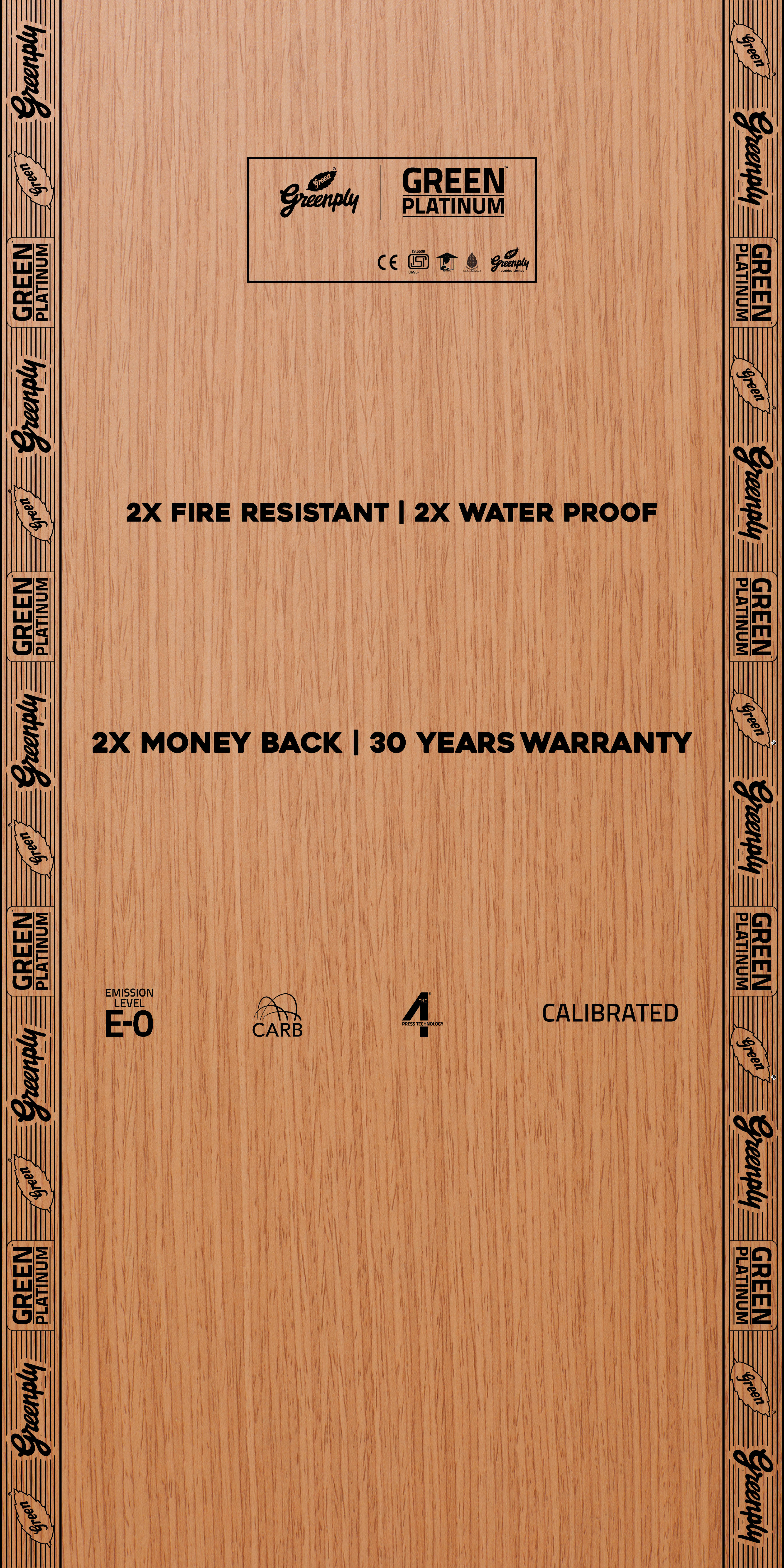 Green Platinum BWP Grade 8 ft x 4 ft Plywood - 9 mm (30 Years Warranty)