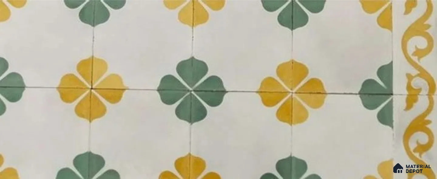 Athangudi Moroccan Floor Tile TL 10872 E Pearl Finish 127 x 254 mm Border Concrete Tile - 18 mm