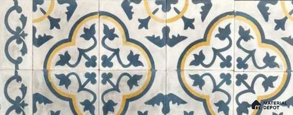 Athangudi Moroccan Floor Tile TL 10875 Pearl Finish 254 x 254 mm Center Concrete Tile - 18 mm
