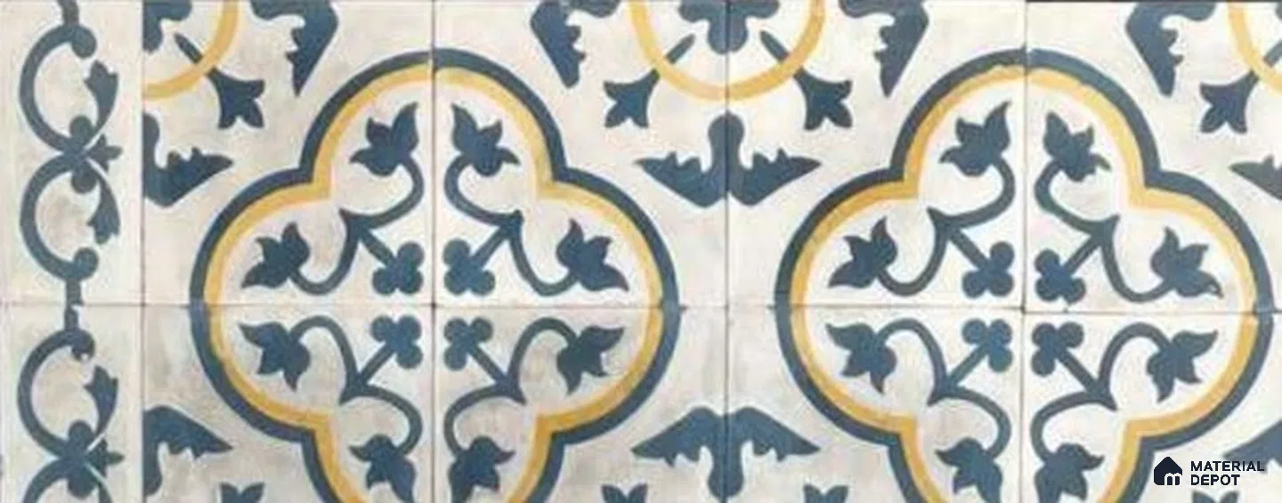 Athangudi Moroccan Floor Tile TL 10875 Pearl Finish 254 x 254 mm Center Concrete Tile - 18 mm