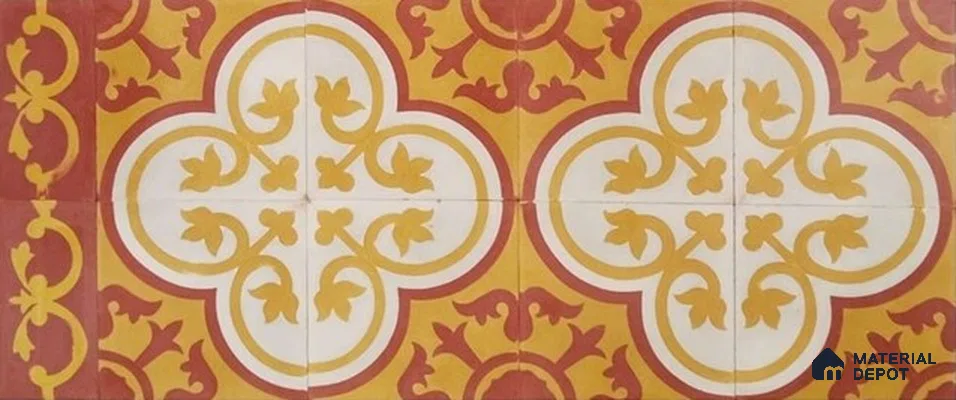 Athangudi Moroccan Floor Tile TL 10875 C Pearl Finish 254 x 254 mm Center Concrete Tile - 18 mm
