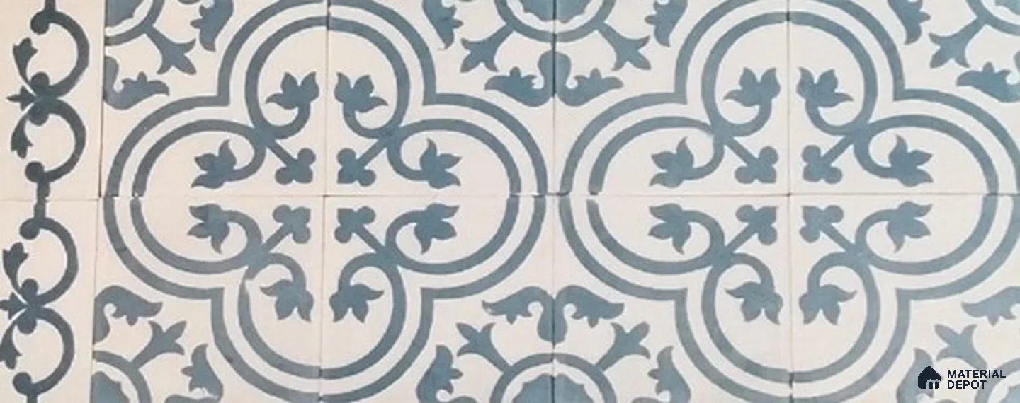 Athangudi Moroccan Floor Tile TL 10875 D Pearl Finish 254 x 254 mm Center Concrete Tile - 18 mm