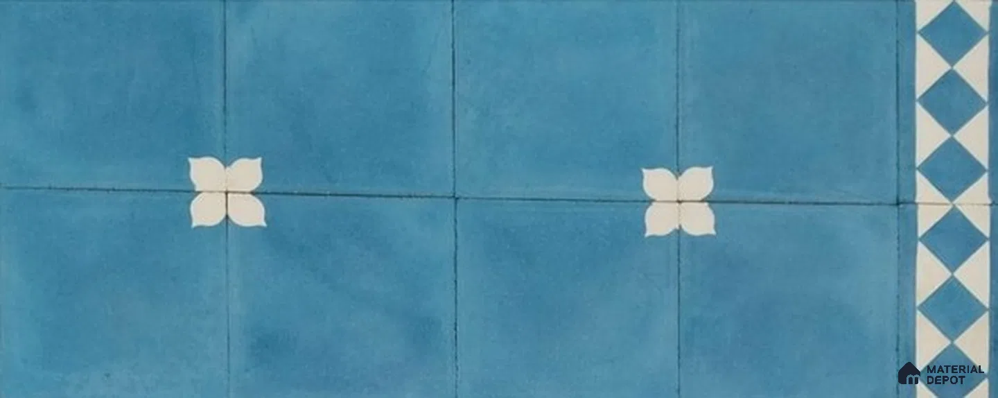 Athangudi Moroccan Floor Tile TL 10876 E Pearl Finish 127 x 254 mm Border Concrete Tile - 18 mm