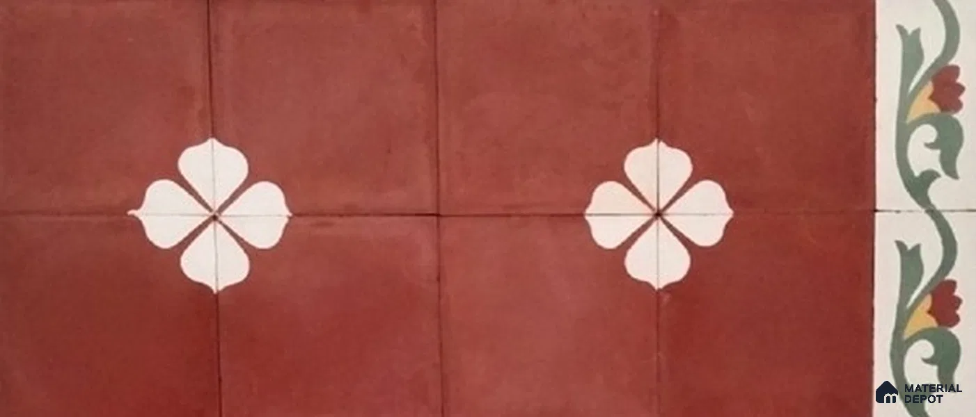 Athangudi Moroccan Floor Tile TL 10872 B Pearl Finish 254 x 254 mm Center Concrete Tile - 18 mm