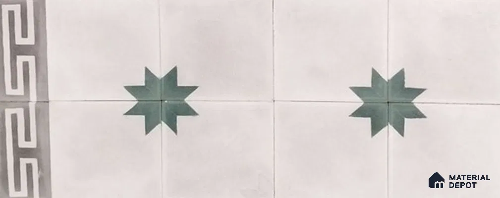 Athangudi Moroccan Floor Tile TL 10877 G Pearl Finish 127 x 254 mm Border Concrete Tile - 18 mm