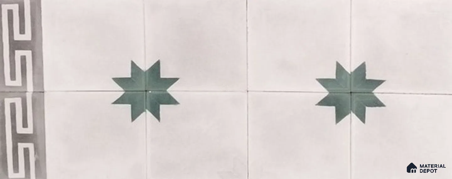 Athangudi Moroccan Floor Tile TL 10877 G Pearl Finish 127 x 254 mm Border Concrete Tile - 18 mm