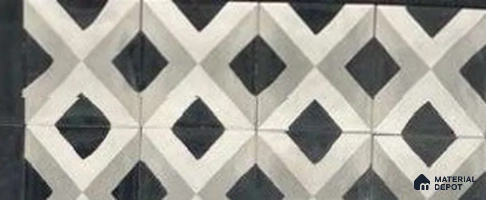 Athangudi Moroccan Floor Tile TL 10879 Pearl Finish 254 x 254 mm Center Concrete Tile - 18 mm