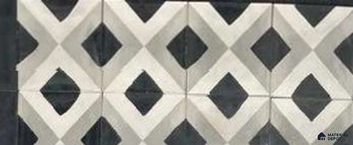 Athangudi Moroccan Floor Tile TL 10879 Pearl Finish 254 x 254 mm Center Concrete Tile - 18 mm
