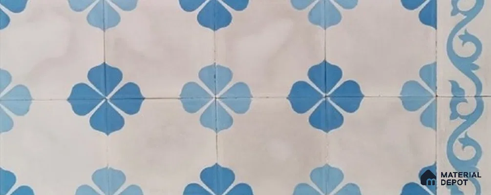 Athangudi Moroccan Floor Tile TL 10872 G Pearl Finish 127 x 254 mm Border Concrete Tile - 18 mm
