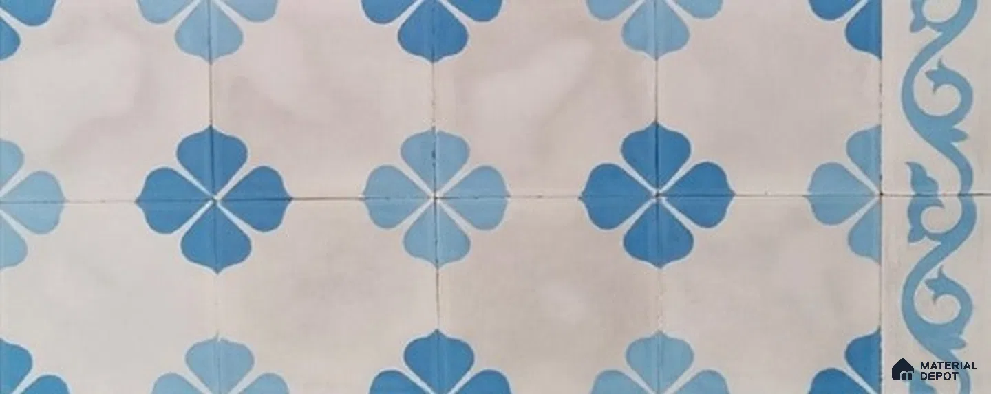 Athangudi Moroccan Floor Tile TL 10872 G Pearl Finish 127 x 254 mm Border Concrete Tile - 18 mm