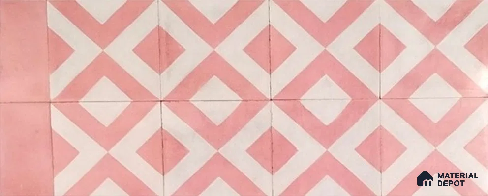 Athangudi Moroccan Floor Tile TL 10879 F Pearl Finish 127 x 254 mm Border Concrete Tile - 18 mm