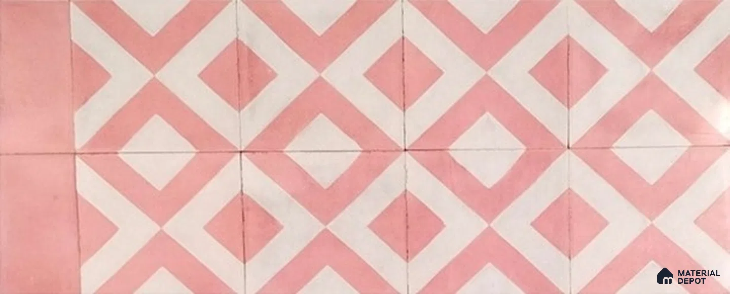 Athangudi Moroccan Floor Tile TL 10879 F Pearl Finish 127 x 254 mm Border Concrete Tile - 18 mm
