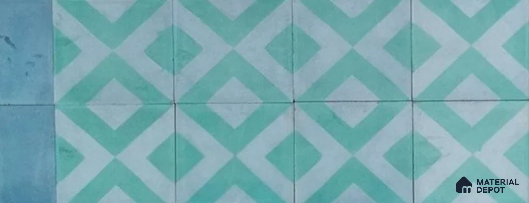 Athangudi Moroccan Floor Tile TL 10879 G Pearl Finish 127 x 254 mm Border Concrete Tile - 18 mm