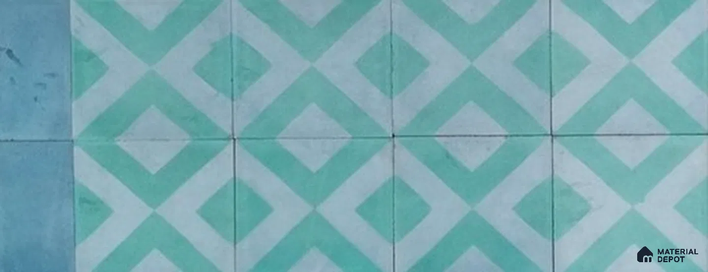 Athangudi Moroccan Floor Tile TL 10879 G Pearl Finish 127 x 254 mm Border Concrete Tile - 18 mm
