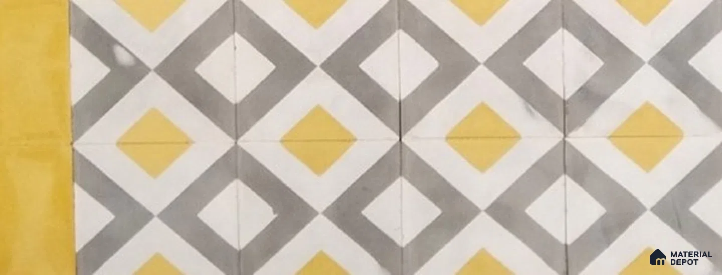 Athangudi Moroccan Floor Tile TL 10879 H Pearl Finish 127 x 254 mm Border Concrete Tile - 18 mm