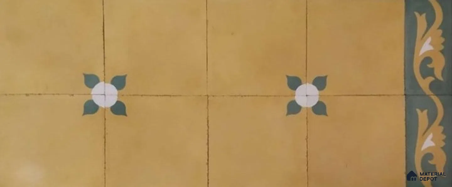 Athangudi Moroccan Floor Tile TL 10880 B Pearl Finish 254 x 254 mm Center Concrete Tile - 18 mm (Sample)