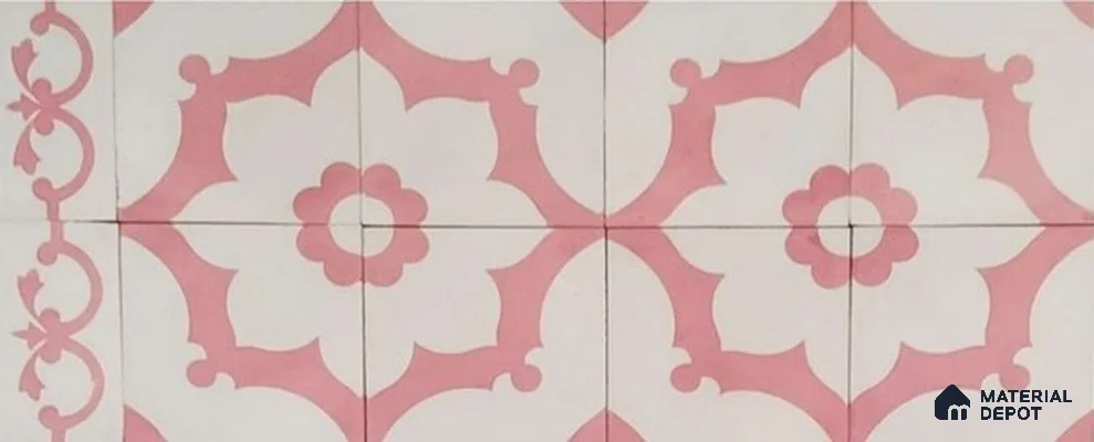 Athangudi Moroccan Floor Tile TL 10881 F Pearl Finish 127 x 254 mm Border Concrete Tile - 18 mm