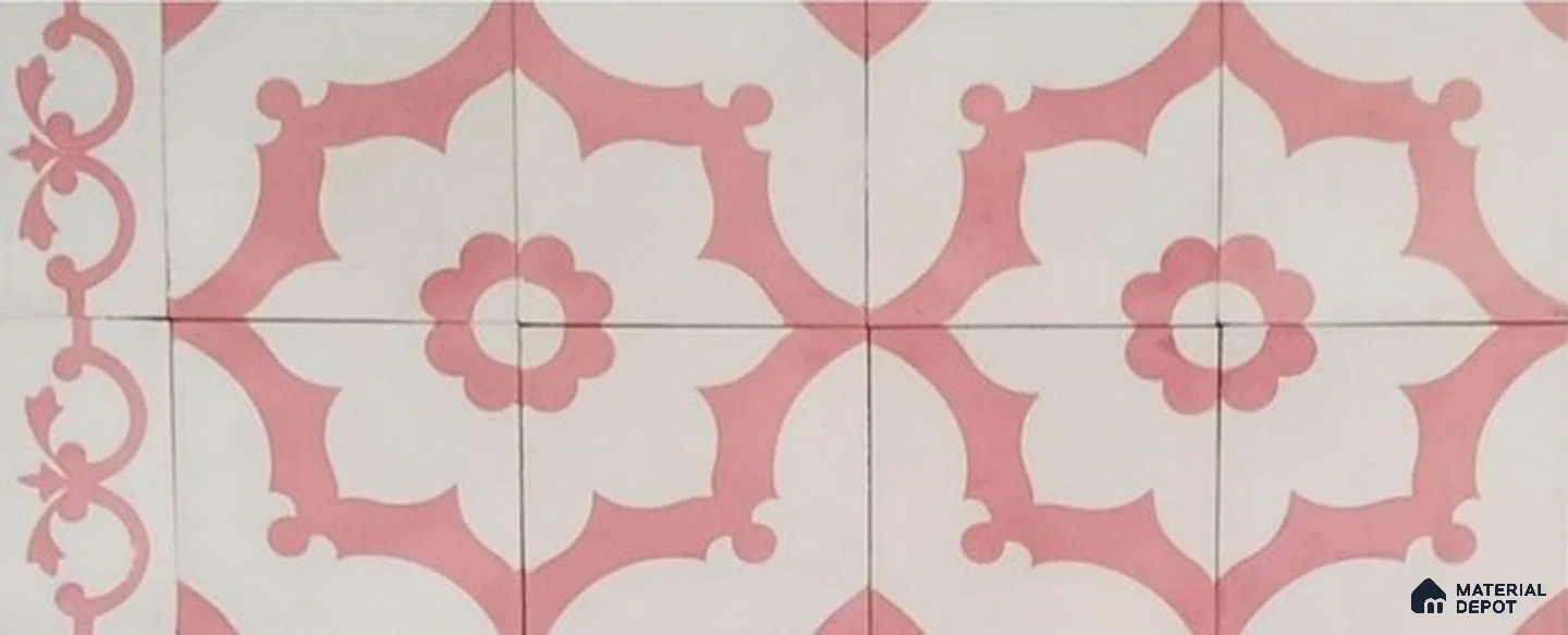 Athangudi Moroccan Floor Tile TL 10881 F Pearl Finish 127 x 254 mm Border Concrete Tile - 18 mm