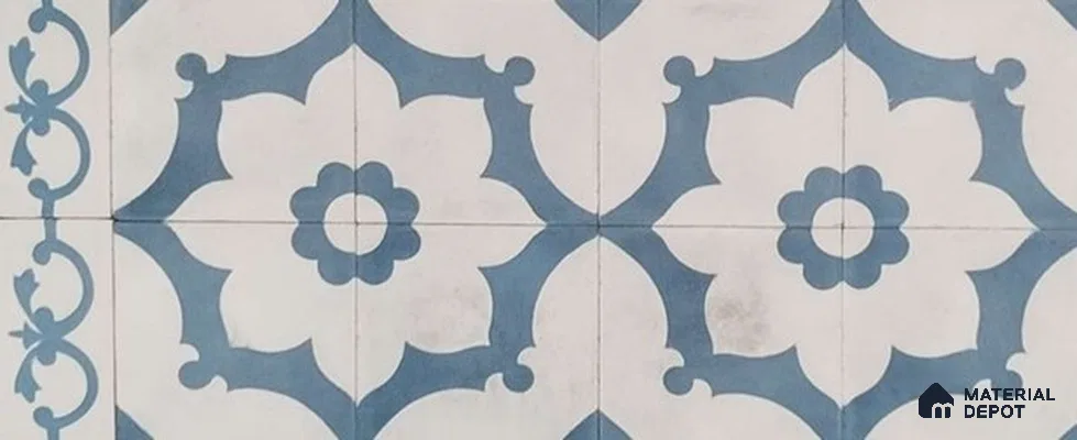 Athangudi Moroccan Floor Tile TL 10881 G Pearl Finish 127 x 254 mm Border Concrete Tile - 18 mm