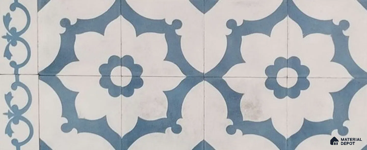 Athangudi Moroccan Floor Tile TL 10881 G Pearl Finish 127 x 254 mm Border Concrete Tile - 18 mm