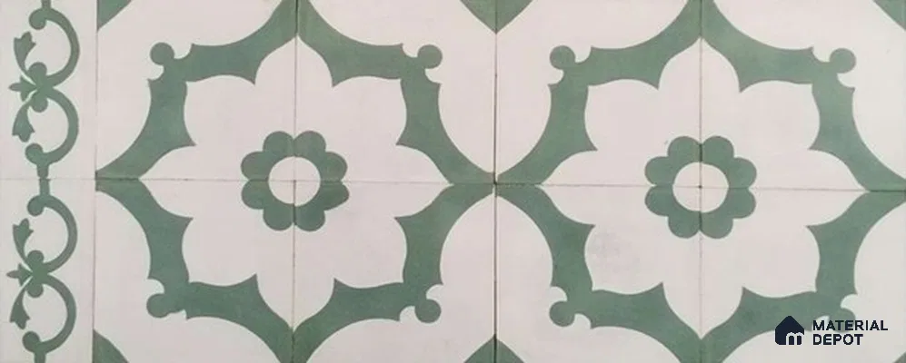 Athangudi Moroccan Floor Tile TL 10881 H Pearl Finish 127 x 254 mm Border Concrete Tile - 18 mm
