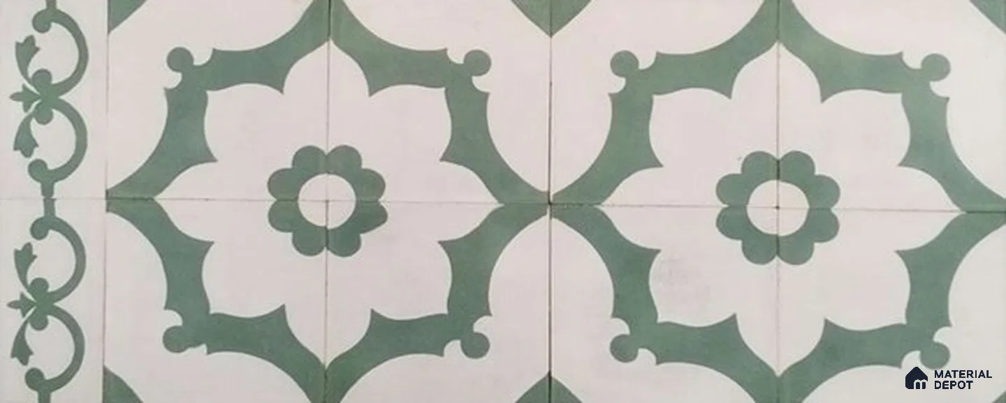 Athangudi Moroccan Floor Tile TL 10881 H Pearl Finish 127 x 254 mm Border Concrete Tile - 18 mm