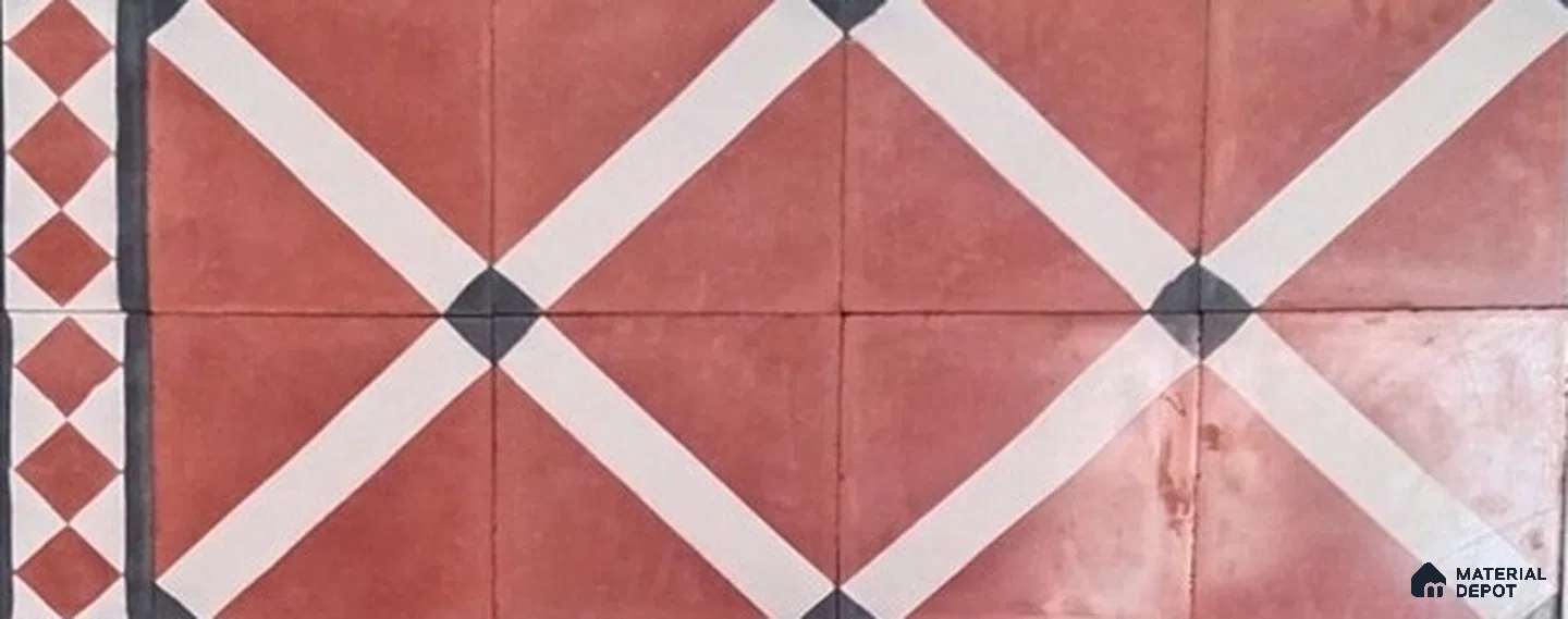 Athangudi Moroccan Floor Tile TL 10873 F Pearl Finish 127 x 254 mm Border Concrete Tile - 18 mm (Sample)