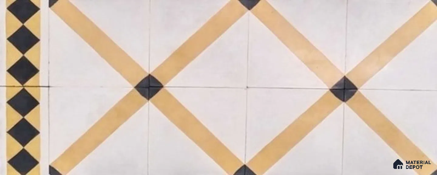Athangudi Moroccan Floor Tile TL 10873 C Pearl Finish 254 x 254 mm Center Concrete Tile - 18 mm