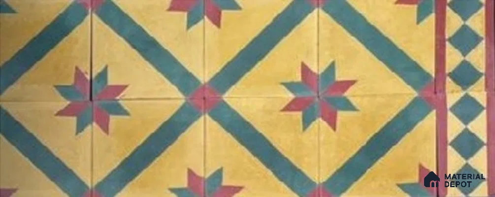 Athangudi Moroccan Floor Tile TL 10874 E Pearl Finish 127 x 254 mm Border Concrete Tile - 18 mm (Sample)