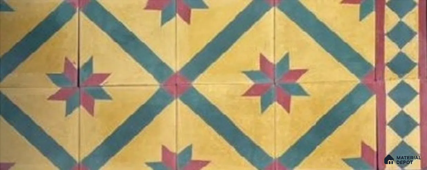Athangudi Moroccan Floor Tile TL 10874 E Pearl Finish 127 x 254 mm Border Concrete Tile - 18 mm (Sample)