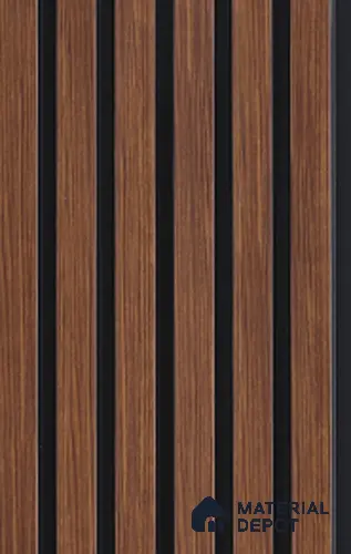 Brown Wooden Louver 6101 9 ft x 4.8 inch Charcoal Panel - 12 mm | Suitable for Feature Wall, TV Unit & Living Room | Width is Subjected to 5% Variation