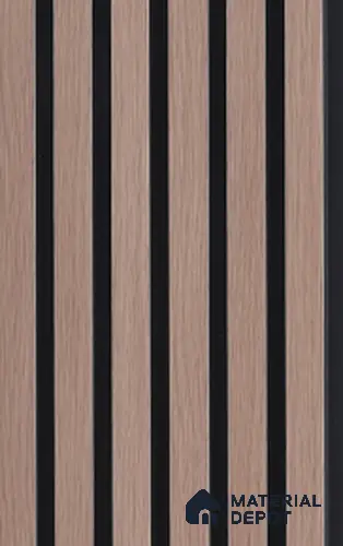 Beige Wooden Louver 6102 9 ft x 4.8 inch Charcoal Panel - 12 mm | Suitable for Feature Wall, TV Unit & Living Room | Width is Subjected to 5% Variation