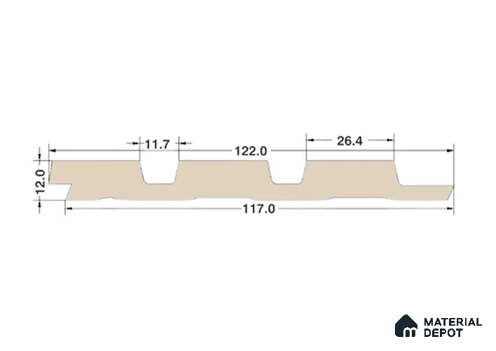 Brown Wooden Louver 6103 9 ft x 4.8 inch Charcoal Panel - 12 mm | Suitable for Feature Wall, TV Unit & Living Room | Width is Subjected to 5% Variation