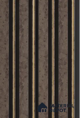 Multi Colour Stone Louver 7204 9 ft x 5 inch Charcoal Panel - 12 mm | Suitable for Feature Wall, TV Unit & Living Room | Width is Subjected to 5% Variation