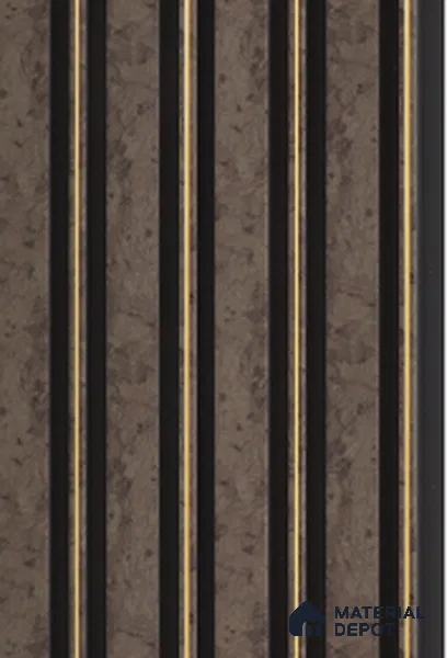 Multi Colour Stone Louver 7204 9 ft x 5 inch Charcoal Panel - 12 mm | Suitable for Feature Wall, TV Unit & Living Room | Width is Subjected to 5% Variation