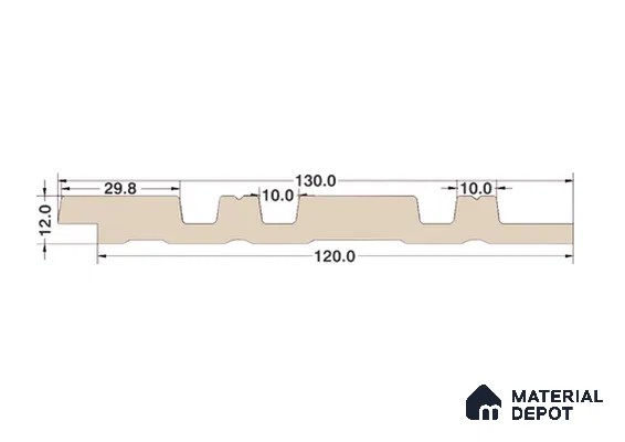Beige Stone Louver 7205 9 ft x 5 inch Charcoal Panel - 12 mm | Suitable for Feature Wall, TV Unit & Living Room | Width is Subjected to 5% Variation