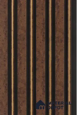 Brown Wooden Louver 7206 9 ft x 5 inch Charcoal Panel - 12 mm | Suitable for Feature Wall, TV Unit & Living Room | Width is Subjected to 5% Variation