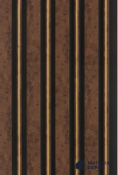 Brown Wooden Louver 7206 9 ft x 5 inch Charcoal Panel - 12 mm | Suitable for Feature Wall, TV Unit & Living Room | Width is Subjected to 5% Variation