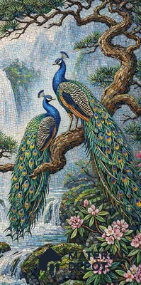 Mosaic Look Poster Wall Tile TL 12385 Royal Pair  4 ft x 2 ft Gloster Finish Vitrified - 9 mm | Suitable For  Living Room, Bedroom & Office | 1 Box Contains 4 Piece Packing