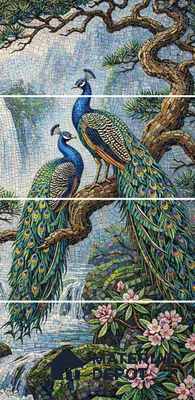 Mosaic Look Poster Wall Tile TL 12385 Royal Pair  4 ft x 2 ft Gloster Finish Vitrified - 9 mm | Suitable For  Living Room, Bedroom & Office | 1 Box Contains 4 Piece Packing