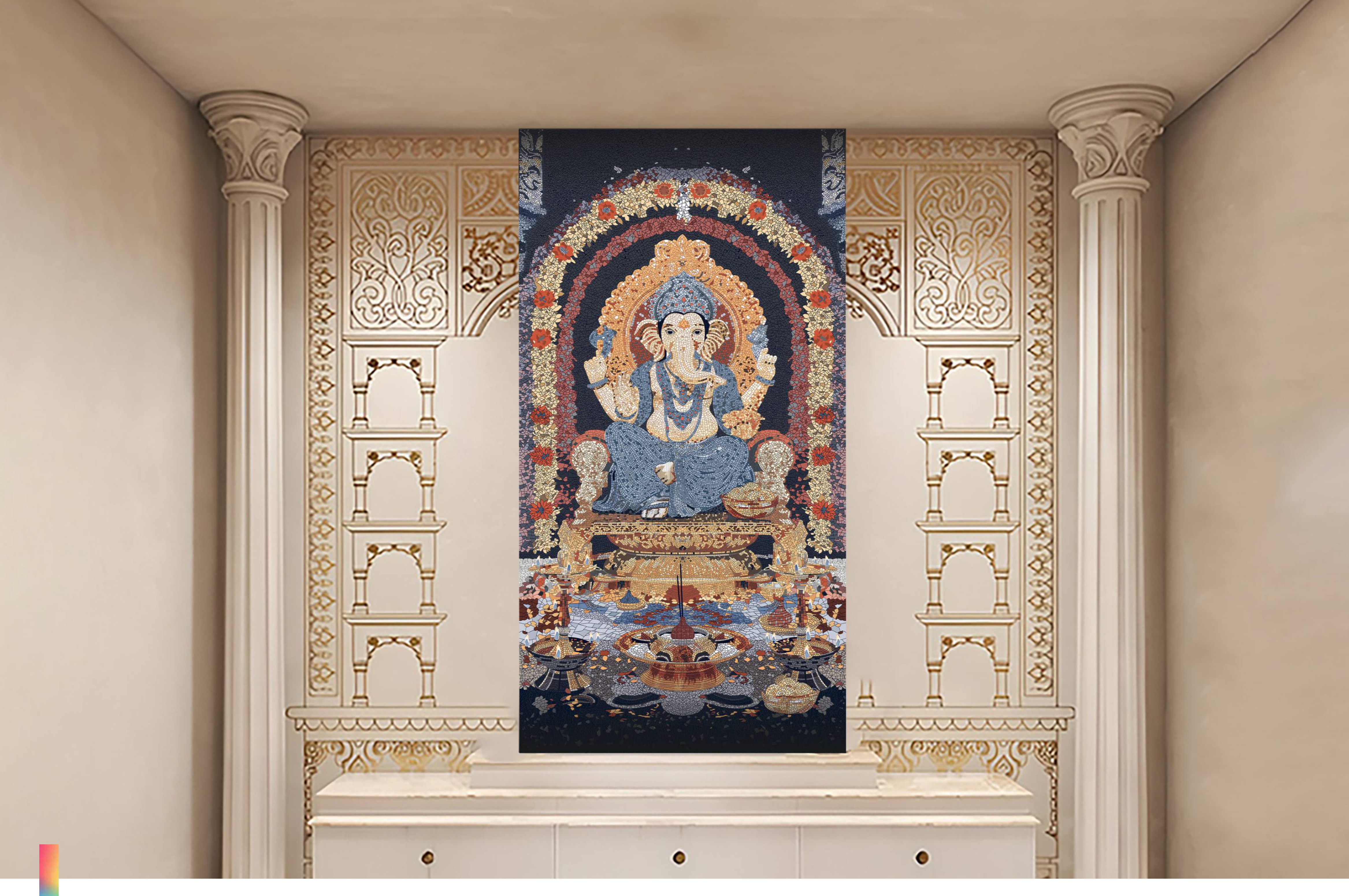 Mosaic Look Poster Wall Tile TL 12374 Poster 61  4 ft x 2 ft Gloster Finish Vitrified - 9 mm | Suitable For  Living Room, Bedroom & Office | 1 Box Contains 4 Piece Packing