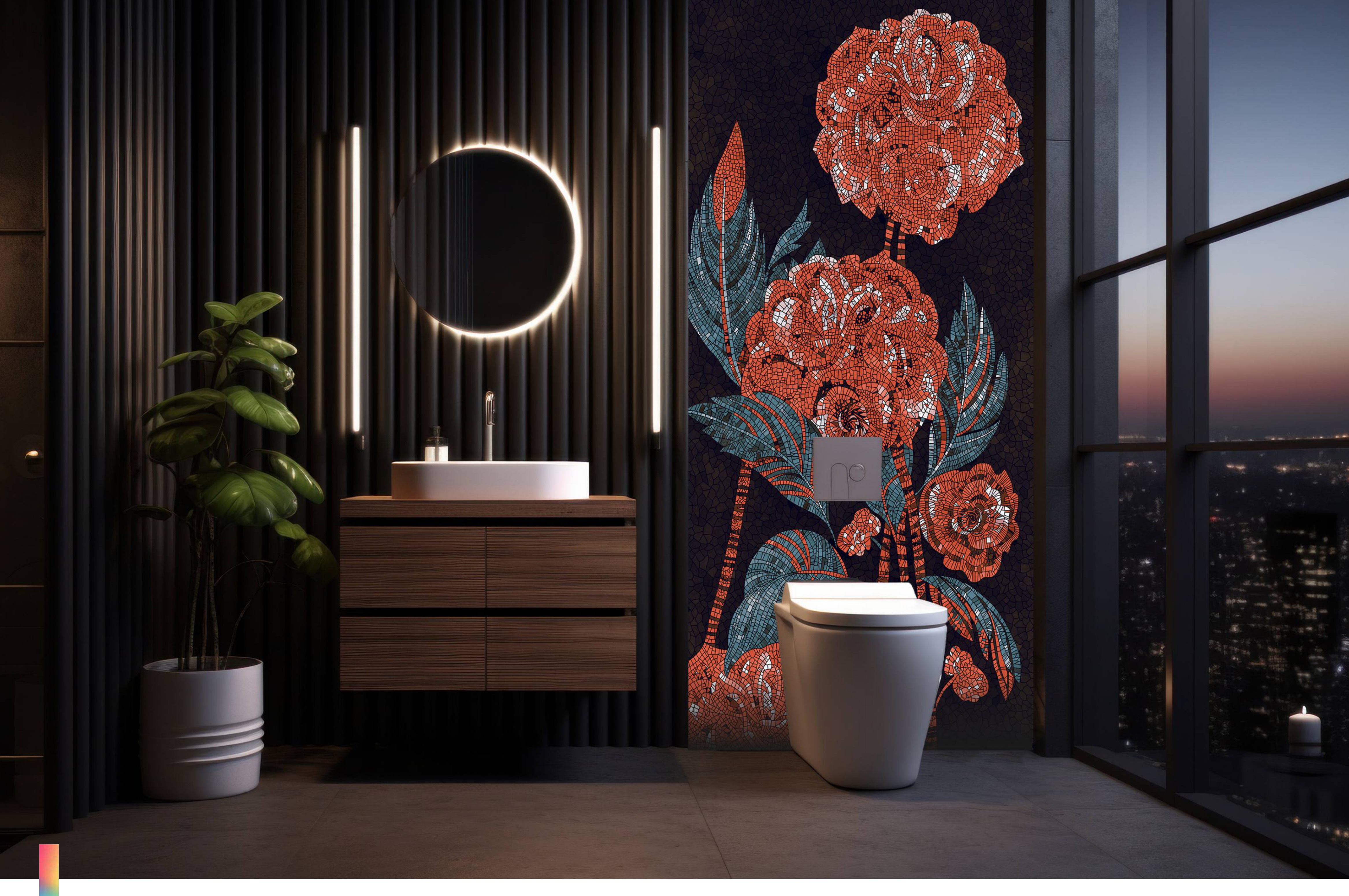 Mosaic Look Poster Wall Tile TL 12381 Poster 95  4 ft x 2 ft Gloster Finish Vitrified - 9 mm | Suitable For  Living Room, Bedroom & Office | 1 Box Contains 4 Piece Packing