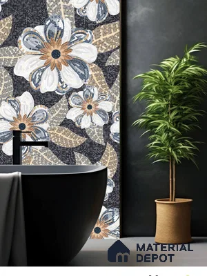 Mosaic Look Poster Wall Tile TL 12380 Poster 08  4 ft x 2 ft Gloster Finish Vitrified - 9 mm | Suitable For  Living Room, Bedroom & Office | 1 Box Contains 4 Piece Packing