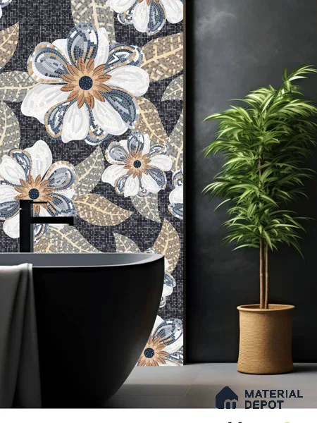 Mosaic Look Poster Wall Tile TL 12380 Poster 08  4 ft x 2 ft Gloster Finish Vitrified - 9 mm | Suitable For  Living Room, Bedroom & Office | 1 Box Contains 4 Piece Packing