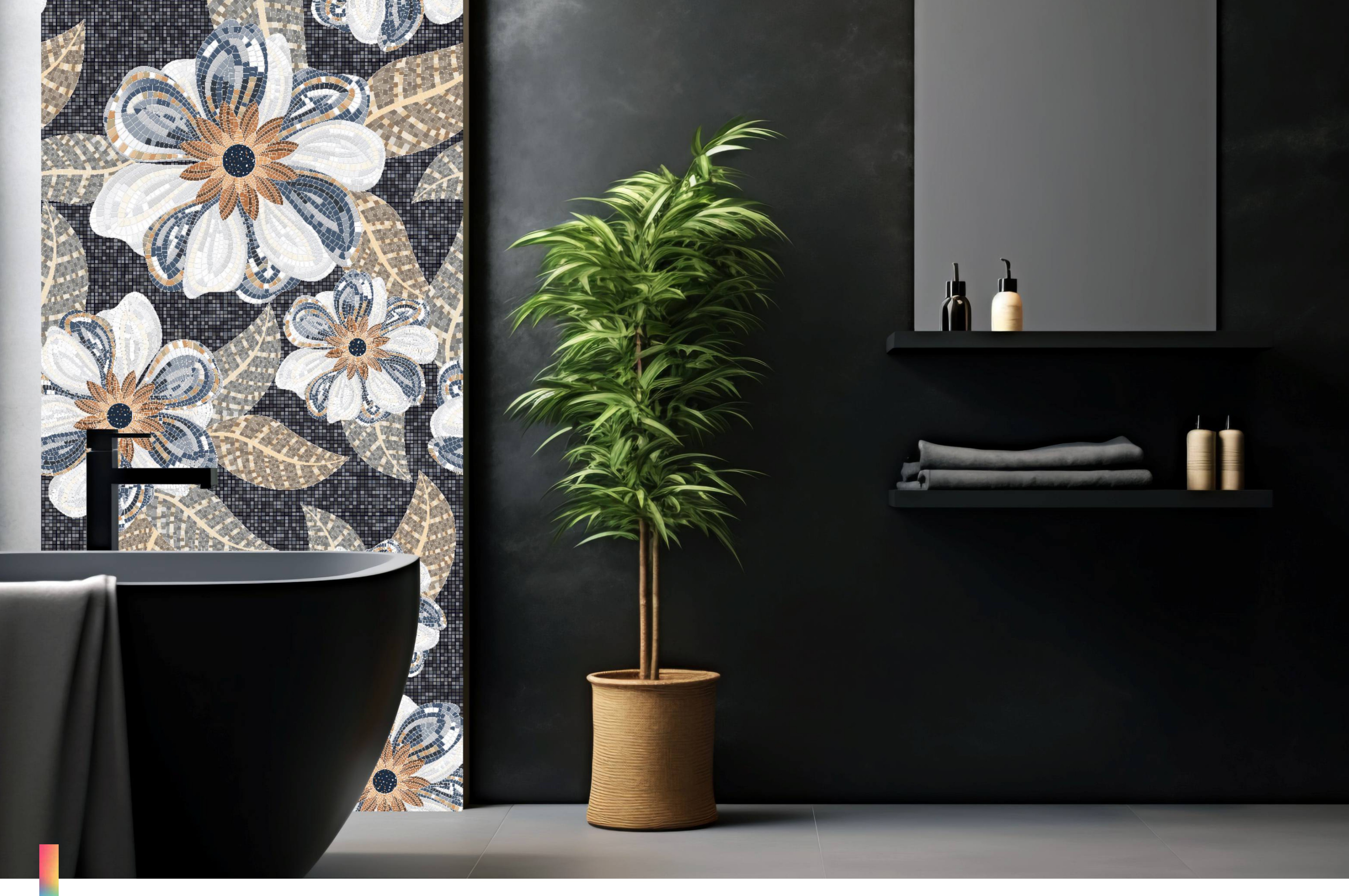 Mosaic Look Poster Wall Tile TL 12380 Poster 08  4 ft x 2 ft Gloster Finish Vitrified - 9 mm | Suitable For  Living Room, Bedroom & Office | 1 Box Contains 4 Piece Packing