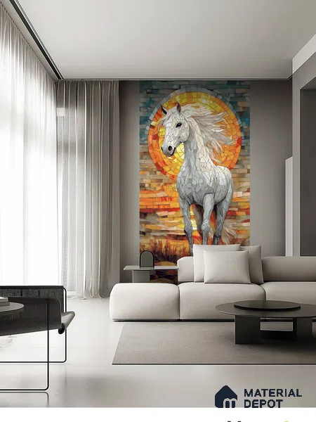 Mosaic Look Poster Wall Tile TL 12384 Chetak 4 ft x 2 ft Gloster Finish Vitrified - 9 mm | Suitable For Living Room, Bedroom & Office | 1 Box Contains 4 Piece Packing