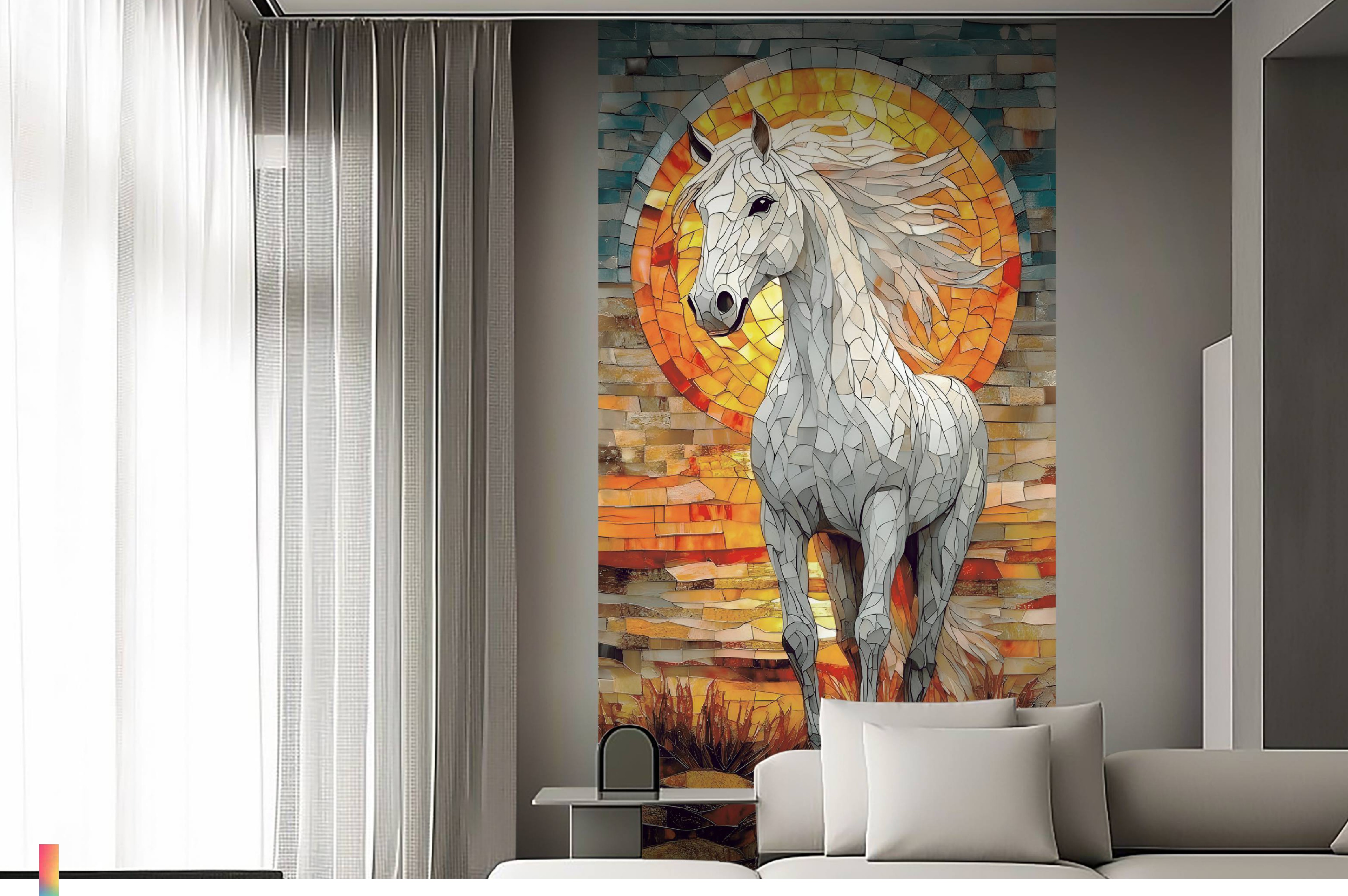Mosaic Look Poster Wall Tile TL 12384 Chetak 4 ft x 2 ft Gloster Finish Vitrified - 9 mm | Suitable For Living Room, Bedroom & Office | 1 Box Contains 4 Piece Packing