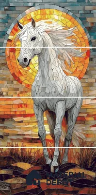 Mosaic Look Poster Wall Tile TL 12384 Chetak  4 ft x 2 ft Gloster Finish Vitrified - 9 mm | Suitable For  Living Room, Bedroom & Office | 1 Box Contains 4 Piece Packing